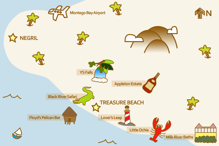 Treasure Beach Tours Map