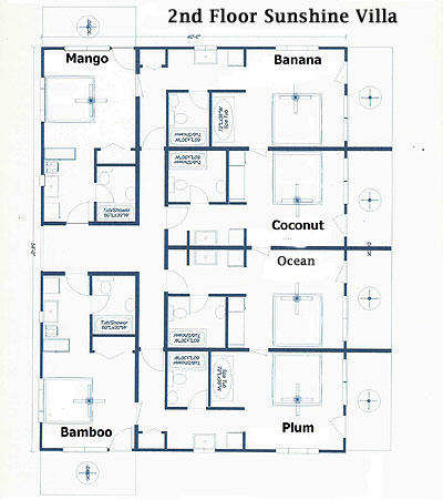 6 Upper Level Sunshine Rooms with Lofts - Rhodes Hall Jacuzzi Sunshine Building Upper Layout - Negril Resorts and Hotels, Jamaica