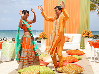 Grand Palladium Jamaica Wedding Sangeet Garba Music Night Dancing Couple Sangeet / Garba / Music Night