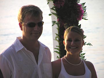 Sunset At The Palms Happy Couple During The Wedding Renewal of Vows